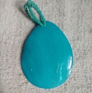 Large blue shell and beads pendant